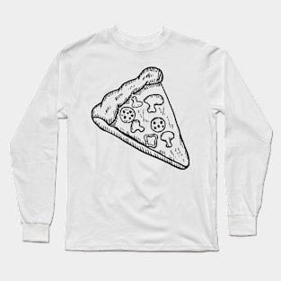 Detailed Pizza Sketch Black Long Sleeve T-Shirt